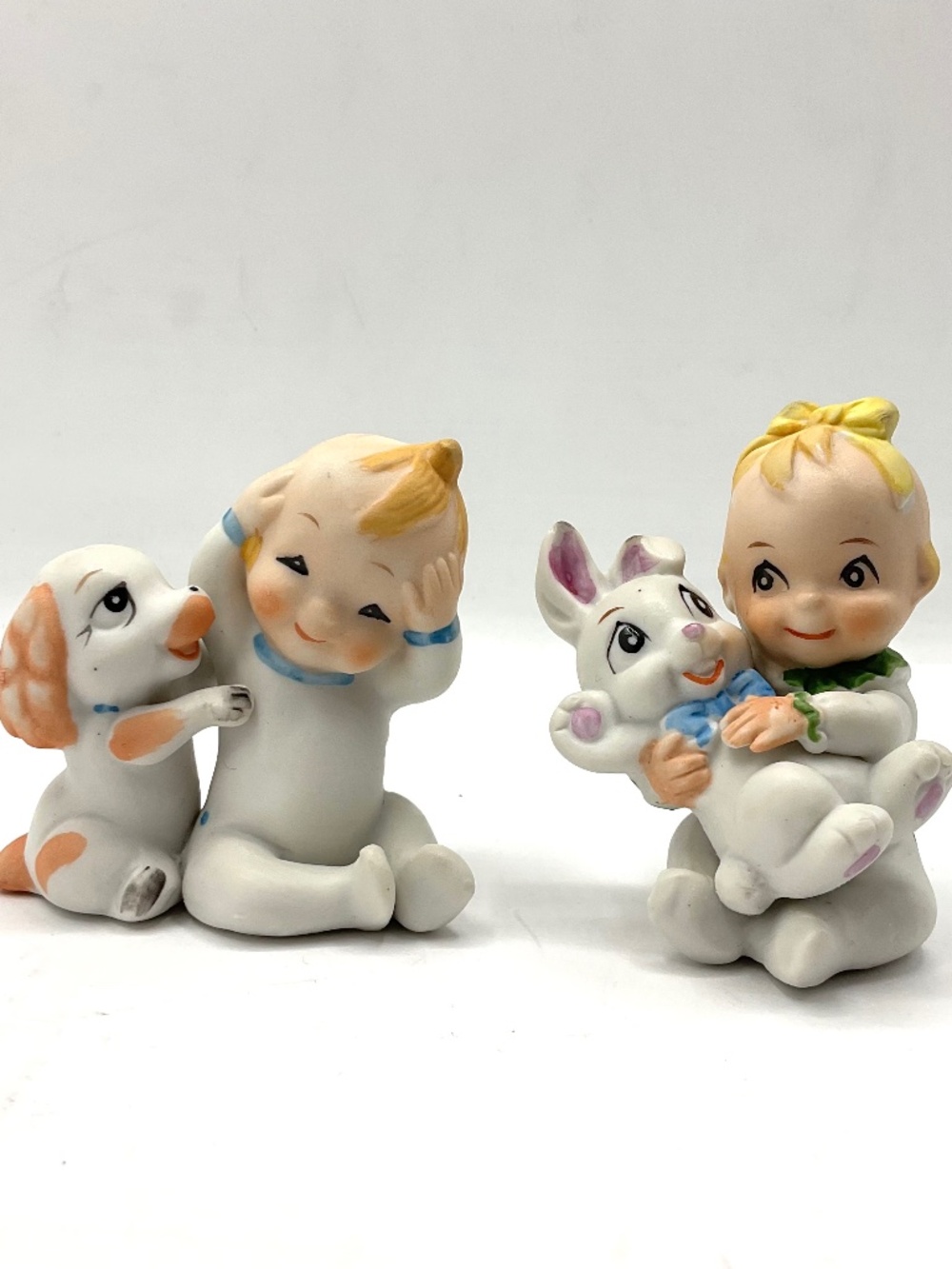 HOMCO Babies with Puppies & Bunny figurines   Vintage
